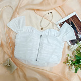 New Sexy Women Solid Backless Camisole Strap Shoulder Plus Size Crop Top