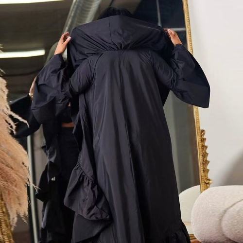 Women's Ruffle Long Cardigan Open Front Lightweight Maxi Duster Coat Outerwear