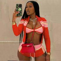 Colorblock Tank Sweatshirt Shorts 3 Piece Sets
