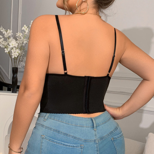 Lace Bralette Women V Neck Camisoles Adjustable Strap Crop Top Bustier Tops