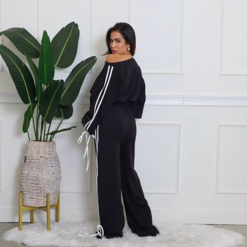 Casual Women's Solid Color Loose Webbing 2 Piece Set