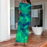 1 Piece Custom Casual Digital Printing Crew Neck Long Dresses