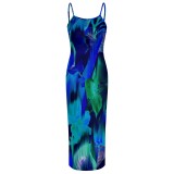 1 Piece Custom Casual Digital Printing Straps Long Dresses
