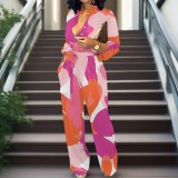1 Piece Custom Casual Digital Printing V Neck Jumpsuits with Pockets