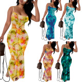 1 Piece Custom Casual Digital Printing Straps Long Dresses