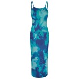 1 Piece Custom Casual Digital Printing Straps Long Dresses