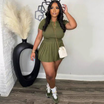 Casual POLO Collar Knitted Pleated Skirt Set Casual POLO Collar Knitted Pleated Skirt Set