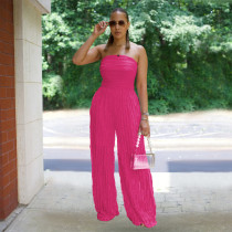 Womens Strapless Summer Sexy Wide Leg Going Out Flowy Tube One Piece Jumpsuits