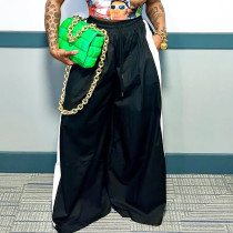 Autumn Casual Colorblock Shiny Drawstring Wide-leg Pants Autumn Casual Colorblock Shiny Drawstring Wide-leg Pants