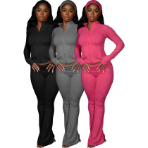 Thumb button top folding waist micro trumpet yoga two-piece set (including headscarf) Thumb button top folding waist micro trumpet yoga two-piece set (including headscarf)