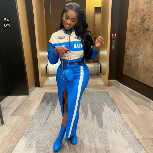 2025 Hot Girl Motorcycle PU Leather Printed Jacket Single Piece Jacket