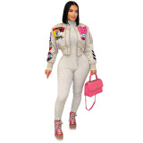 Autumn and winter printed casual pilot jacket jacket