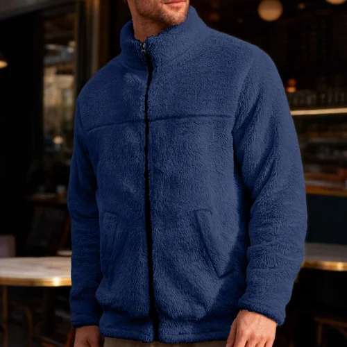 Casual sports zipper design, soft couple loose Arctic fleece stand up collar jacket jacket