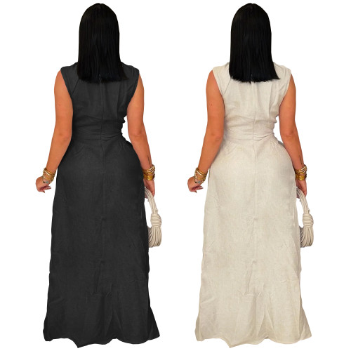 Sexy solid color strap sleeveless pants set