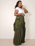 Lotus leaf edge solid color sexy casual wide leg fashionable pants