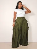 Lotus leaf edge solid color sexy casual wide leg fashionable pants