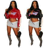 Double layer threaded PU leather+embroidered technology sexy baseball uniform