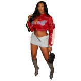 Double layer threaded PU leather+embroidered technology sexy baseball uniform