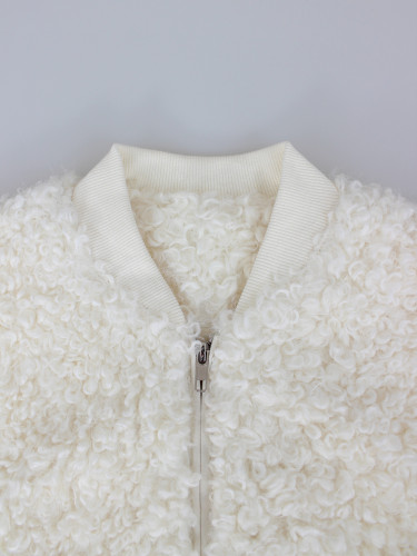 Imitation lamb wool short jacket loose plush baseball jacket