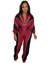 Color-blocked Asymmetrical Zip-Up Top and Straight Leg Pants Set Color-blocked Asymmetrical Zip-Up Top and Straight Leg Pants Set