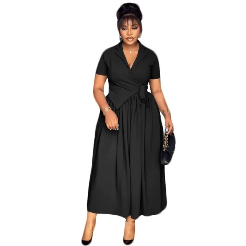 Casual Commuter Wrap Dress with Belted Waist