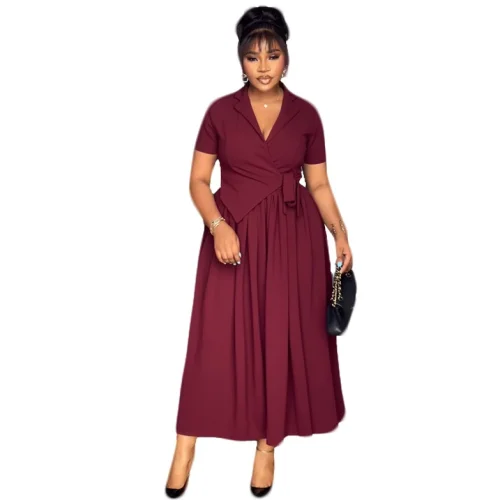 Casual Commuter Wrap Dress with Belted Waist