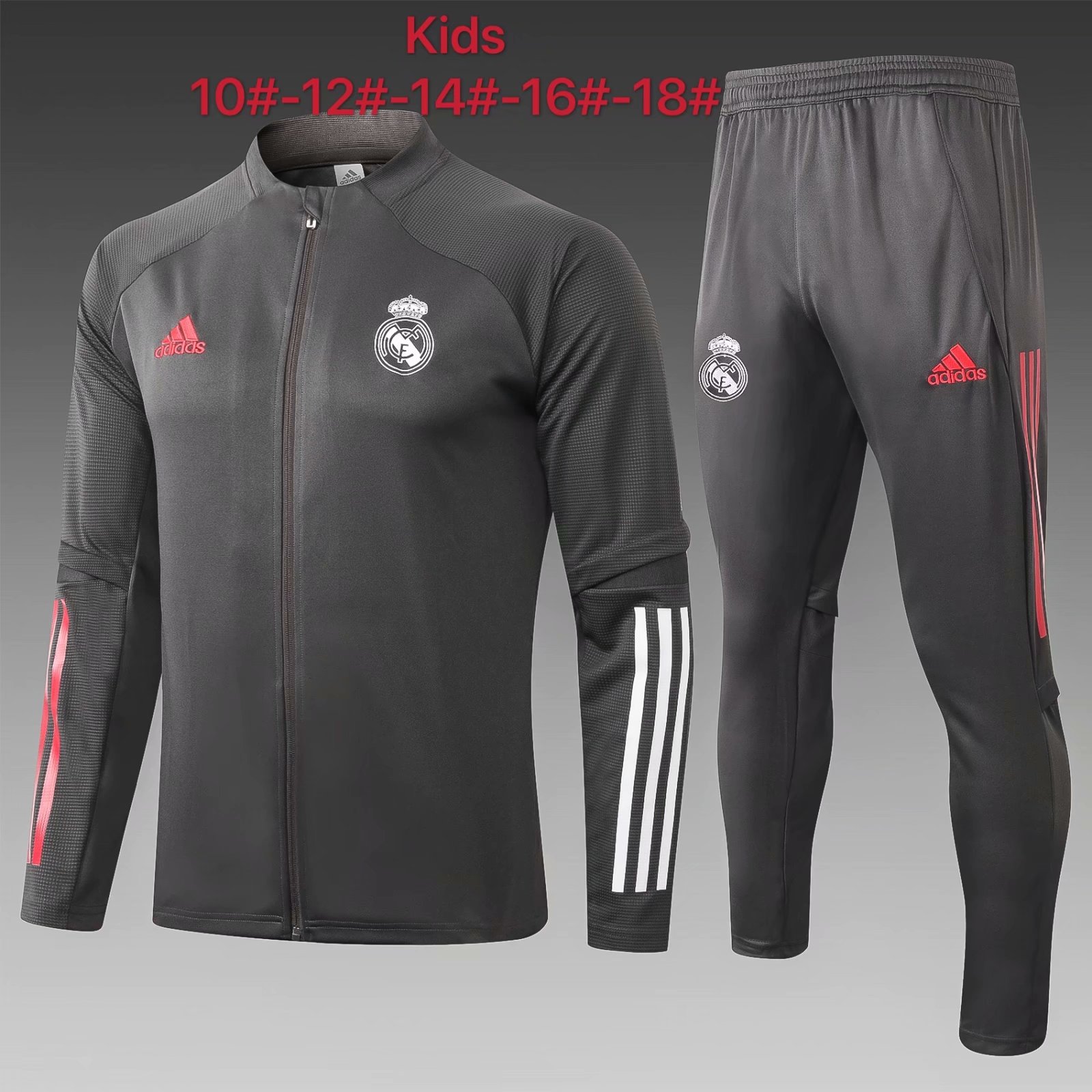 US$ 35.80 - Kids Real Madrid Jacket + Pants Training Suit Dark Grey ...