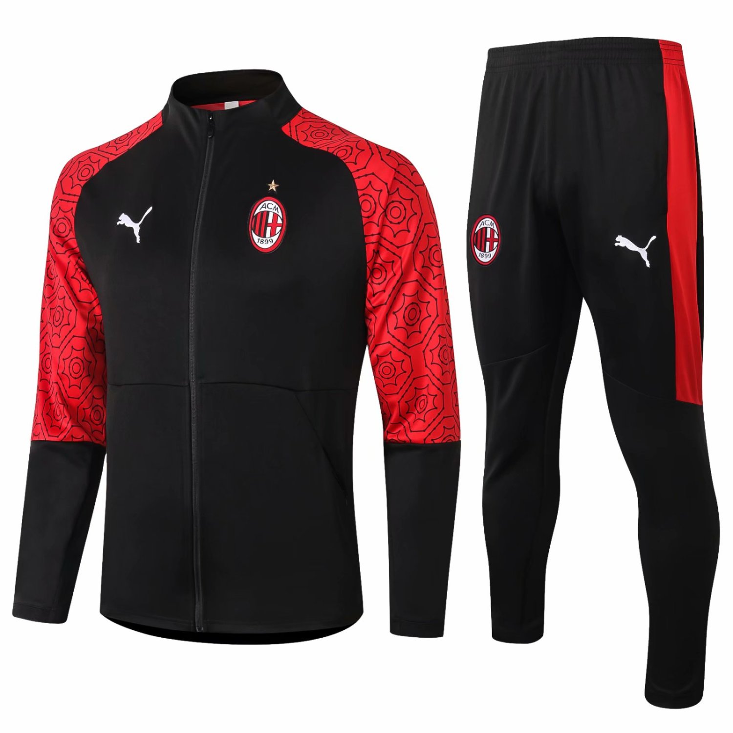 US$ 38.80 - Mens AC Milan Jacket + Pants Training Suit Black 2020/21 ...