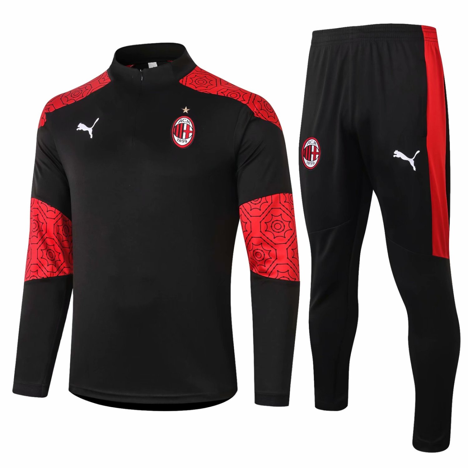 US$ 34.80 - Mens AC Milan Training Suit Black 2020/21 - www.fcsoccerworld.com