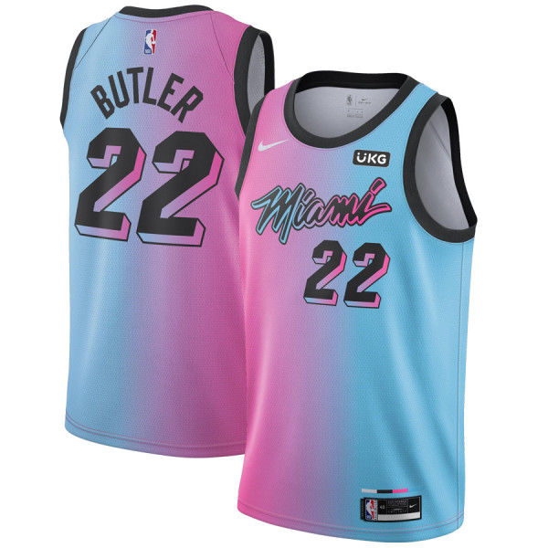 Mens Miami Heat Nike Viceversa Pink Blue Gradiant 2020/21 Swingman Jersey - City Edition