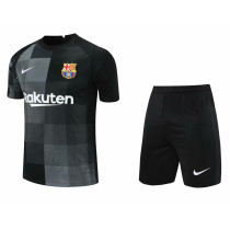 Mens Barcelona Goalkeeper Black Jersey + Shorts Set 2021/22
