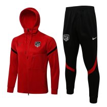 Mens Atletcico Madrid Hoodie Jacket + Pants Training Suit Red 2021/22
