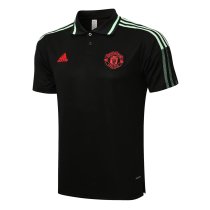Mens Manchester United Polo Shirt Black - Green 2021/22