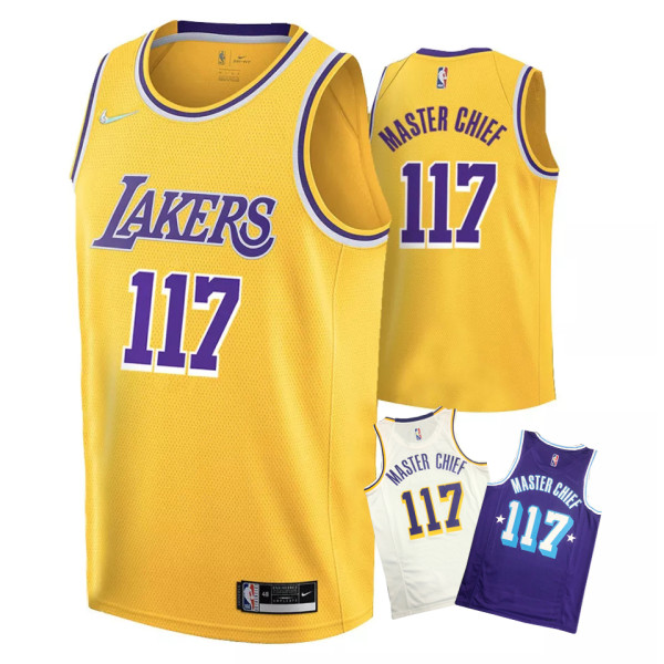 Mens Los Angeles Lakers Master Chief 117 Nike 2022 Swingman Jersey - City Edition