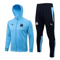 Mens Olympique Marseille Hoodie Jacket + Pants Training Suit Blue 2021/22