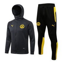 Mens Borussia Dortmund Hoodie Jacket + Pants Training Suit Grey 2021/22