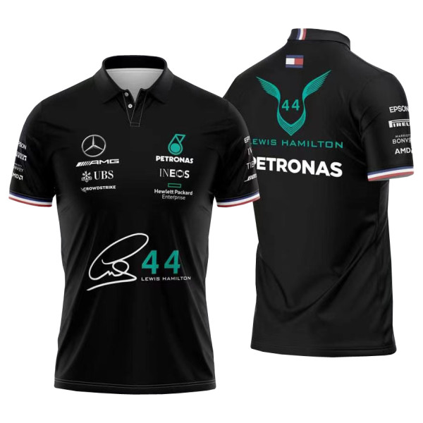 US 19.80 Mens Mercedes AMG Petronas F1 2022 Team Polo Black www