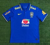 Mens Brazil Polo Shirt Blue 2022