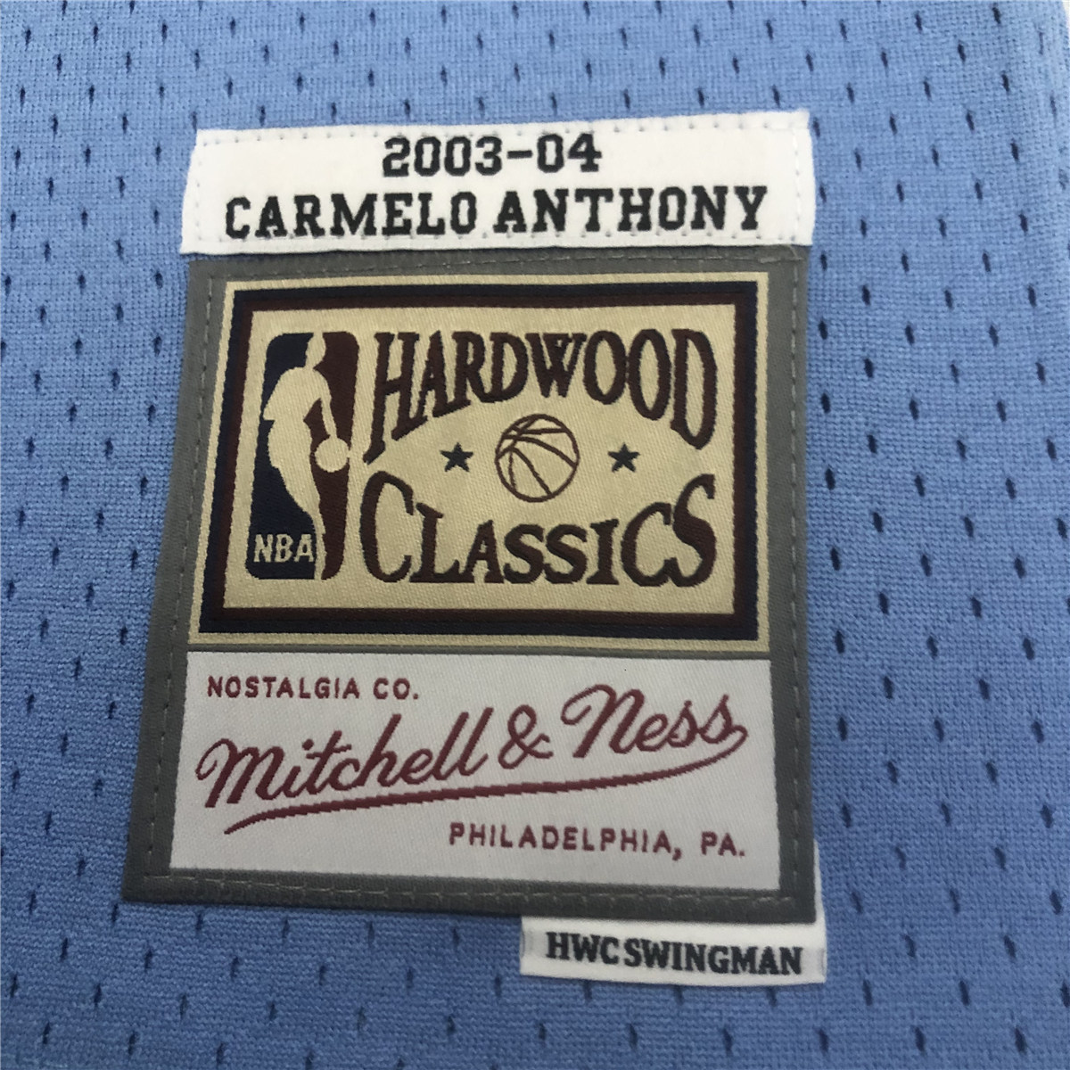 Men's Denver Nuggets Carmelo Anthony Mitchell & Ness Powder Blue Big & Tall  Hardwood Classics 2003