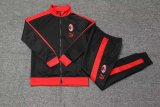 Mens AC Milan Jacket + Pants Training Suit Black - Red 2023/24