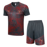 Mens Manchester City Short Training Suit Grey - Red 2023/24