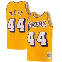 Mens Los Angeles Lakers Jerry West Road Light Gold Mitchell & Ness 1971-72 Hardwood Classics Jersey