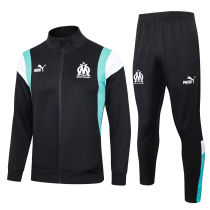 Mens Olympique Marseille Jacket + Pants Training Suit Black 2023/24
