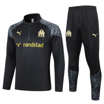 Mens Olympique Marseille Training Suit Black - Grey 2023/24