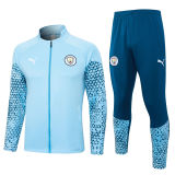 Mens Manchester City Jacket + Pants Training Suit Light Blue 2023/24
