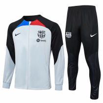 Mens Barcelona Jacket + Pants Training Suit Grey - Black 2023/24