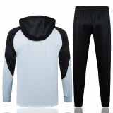 Mens Barcelona Hoodie Sweatshirt Grey - Black 2023/24