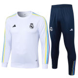 Mens Real Madrid Training Suit Crew Neck White 2023/24