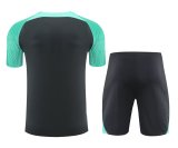 Mens Barcelona Short Training Suit Black - Green 2023/24