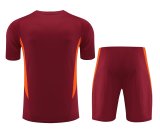 Mens Manchester United Short Training Suit Burgundy 2023/24